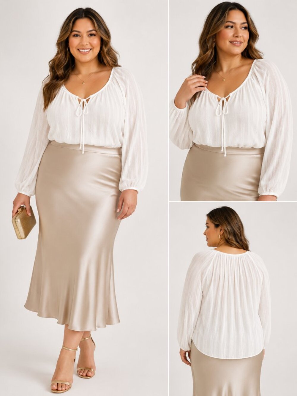 Fred David Textured Peasant Blouse White Ivory 3X NWT Boho Top